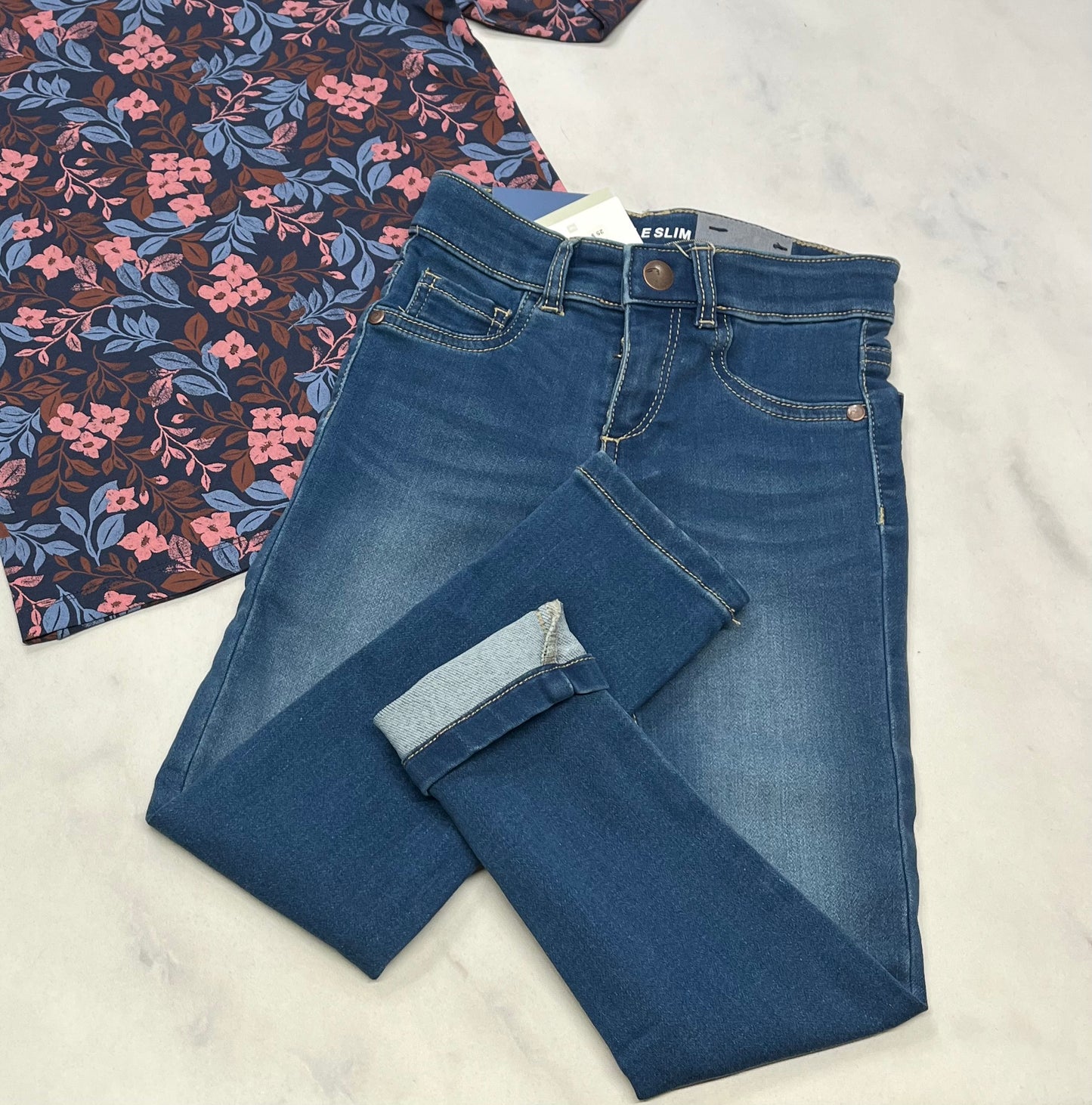 DUO neuf ! Manche longue fait 6X et skinny jeans ultra mou stretch 6 ans