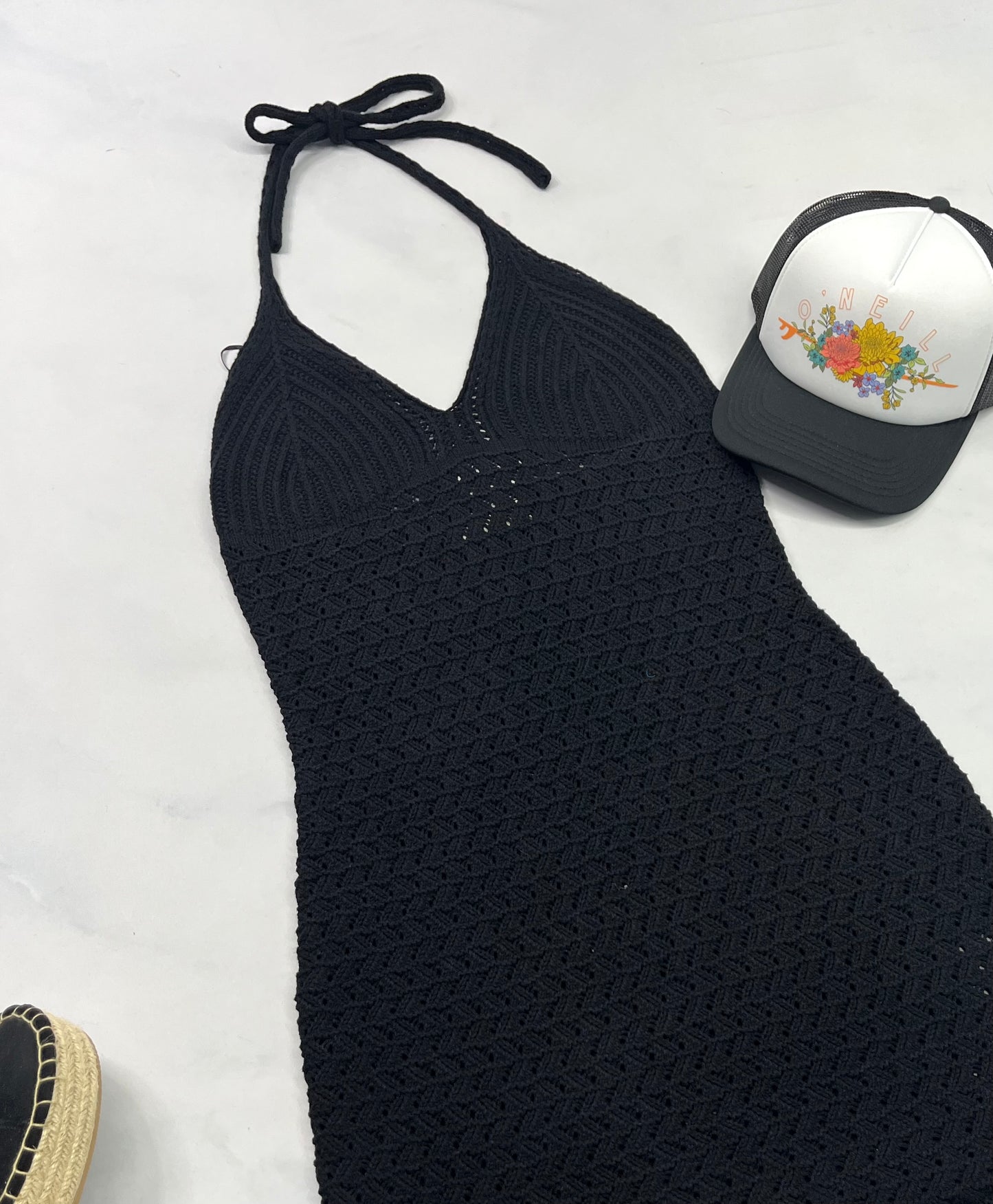 ☀️ Robe : cache maillot effet mailles crocheter fait S/ femme neuve . Look hyper tendance ! Ajustable au cou .