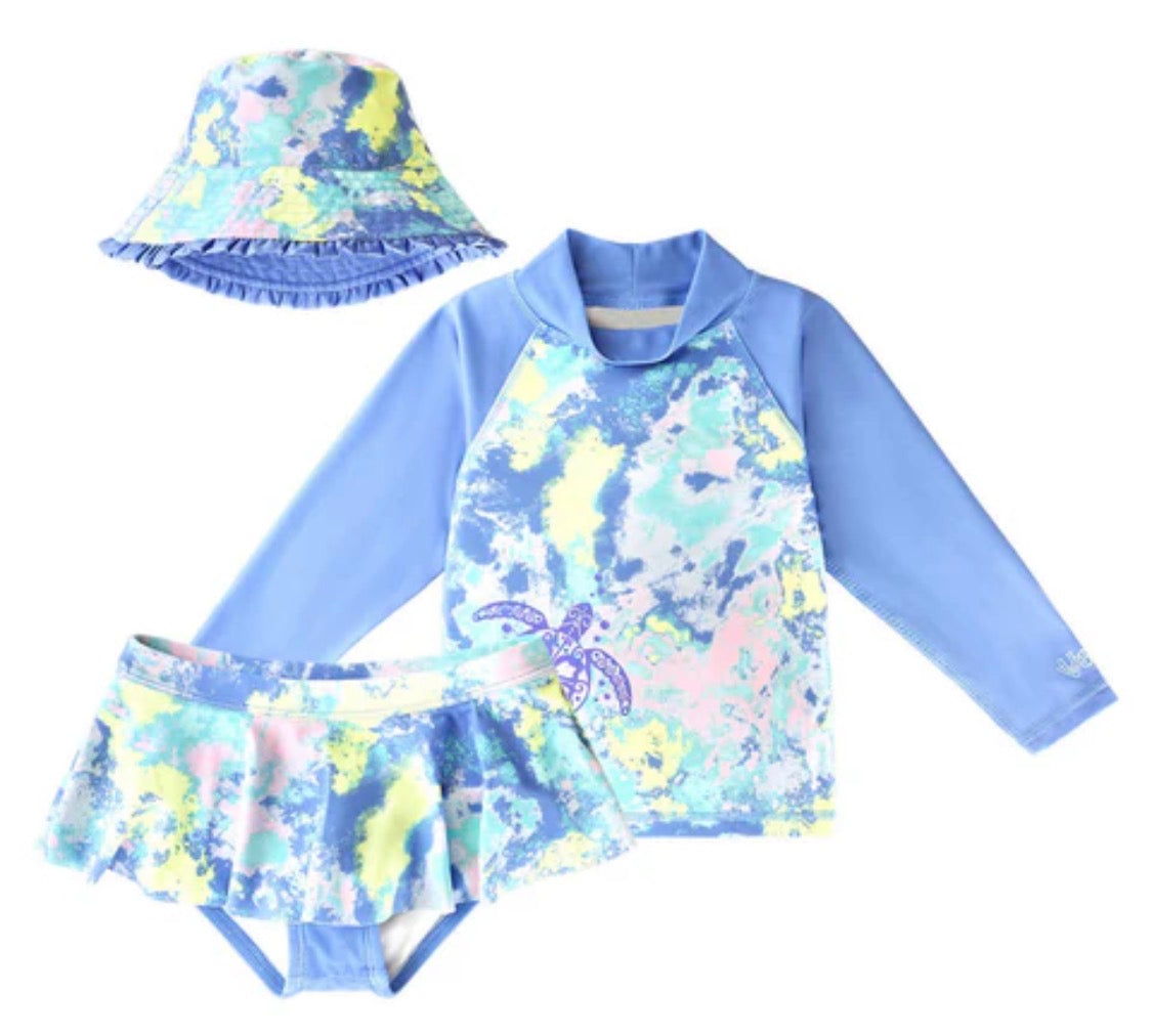 💦 Trio : duo maillot UV skinz 5 ans fille neuf ! ( + chapeau uv skinz réversible neuf ! )