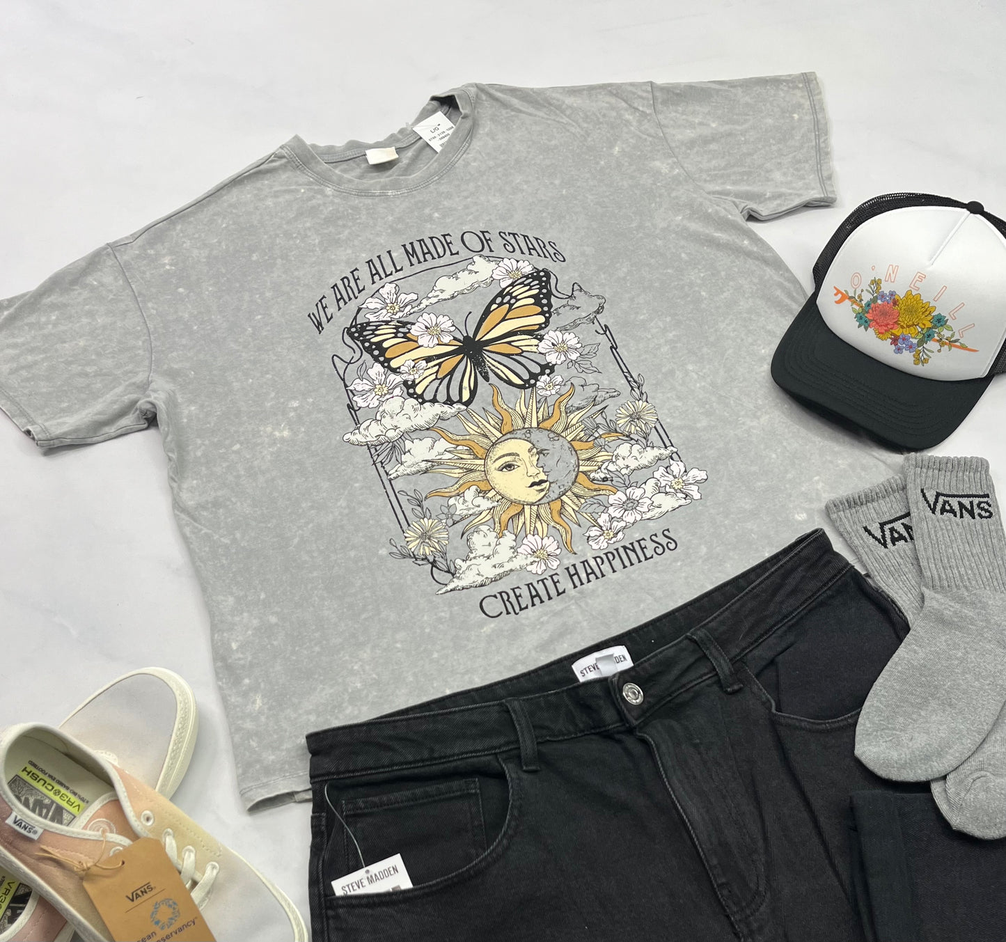 ☀️ T-Shirt : L/ femme relax fit neuf ! Look vieillit .