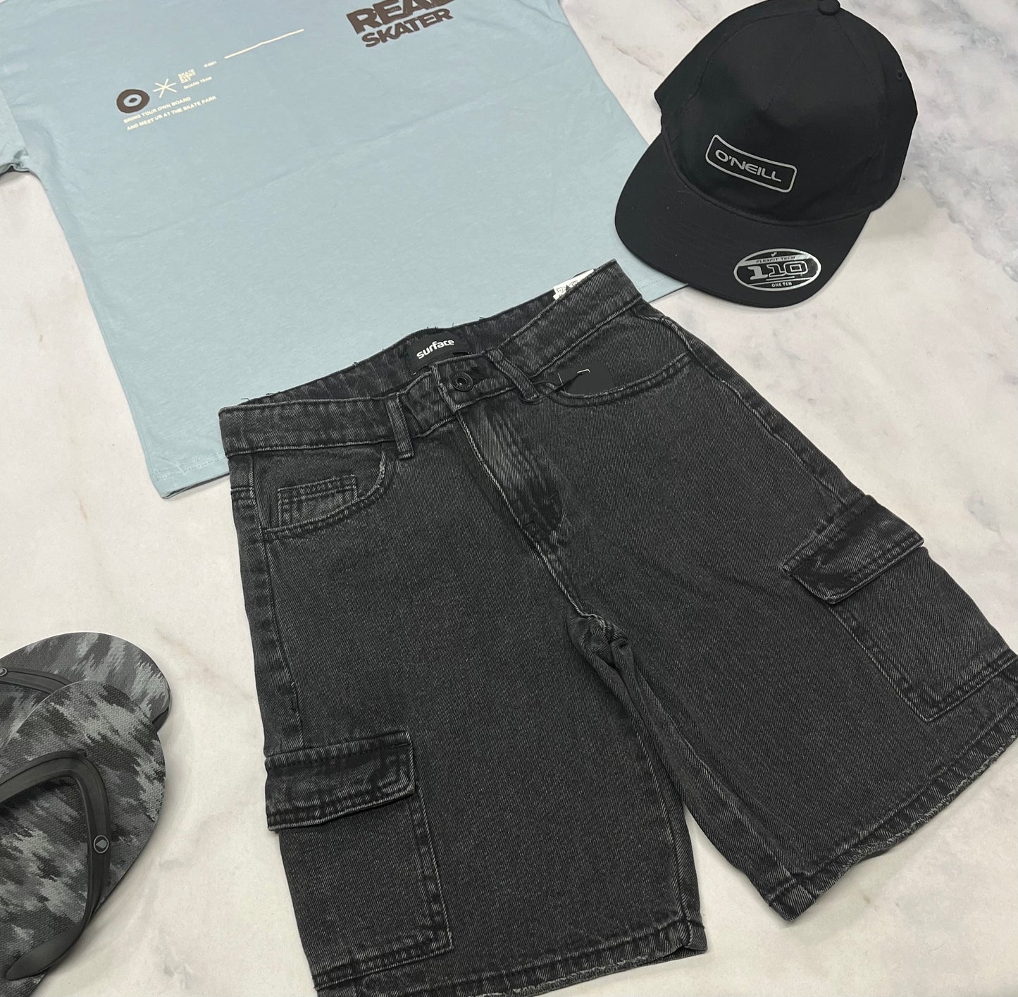 🩵 Bermuda jeans : mou cargo 10 ans garçon ! Surface neuf !