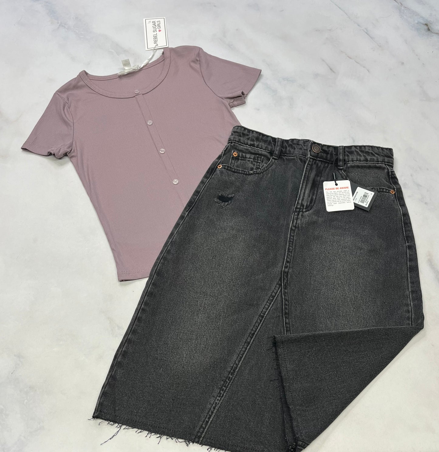 DUO : RIB texturé + Jupe mile end 8 ans .