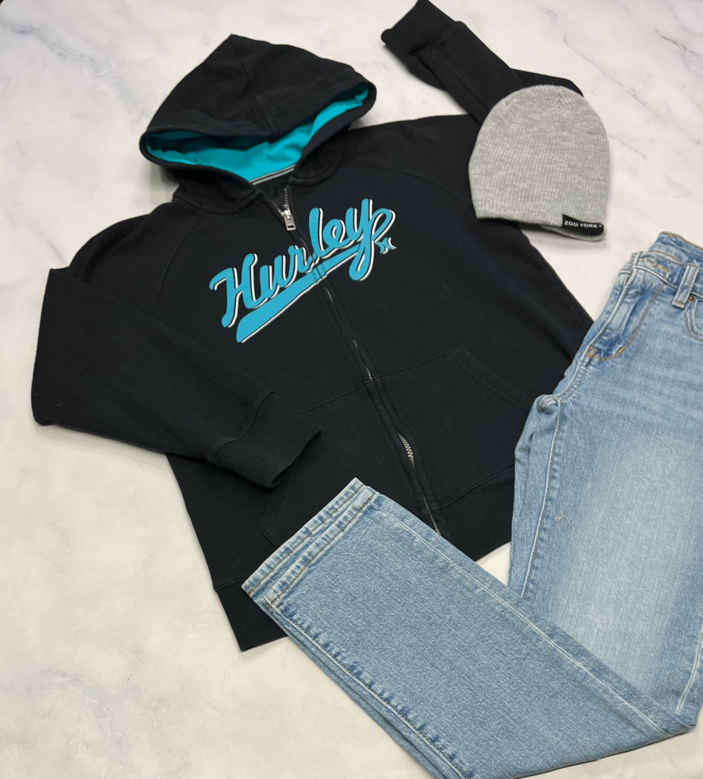 🩵 Hurley : veste zip usagé en ouaté + 14 ans garçon super état.