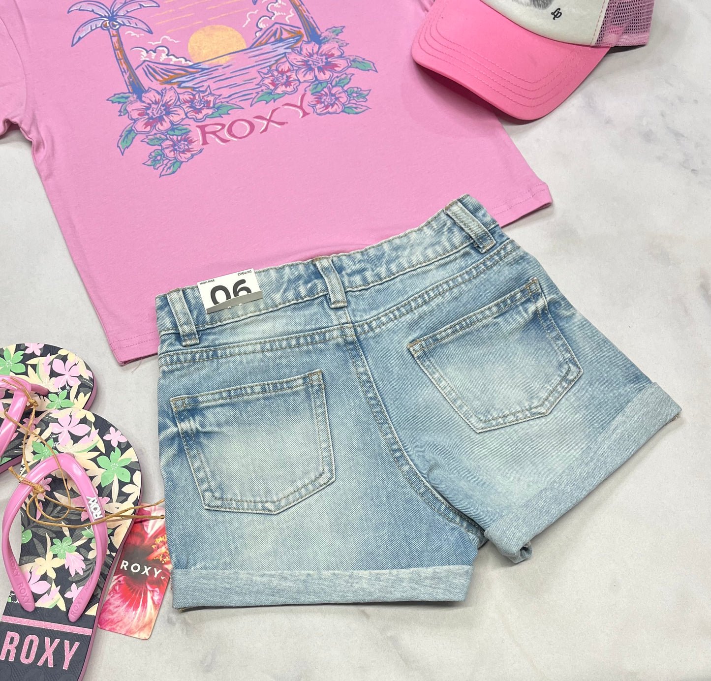 🌸 Short MOM jeans : taille haute 6 et 7ans ajustable neuve !