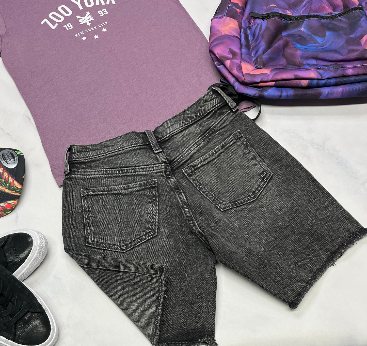 😍 Bermuda jeans : taille haute 14 ans fille ajustable neuve .