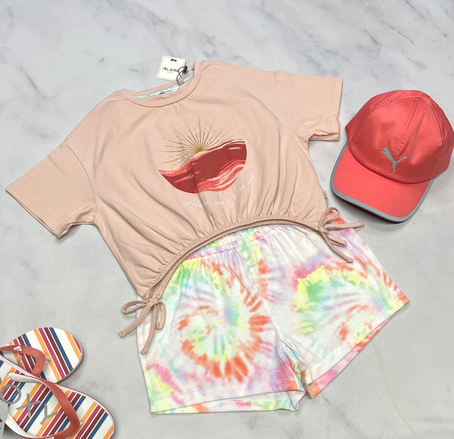 🌴 1 pièce : short soft confo 7-8 ans fille neuf ! Look tie dye tendance .