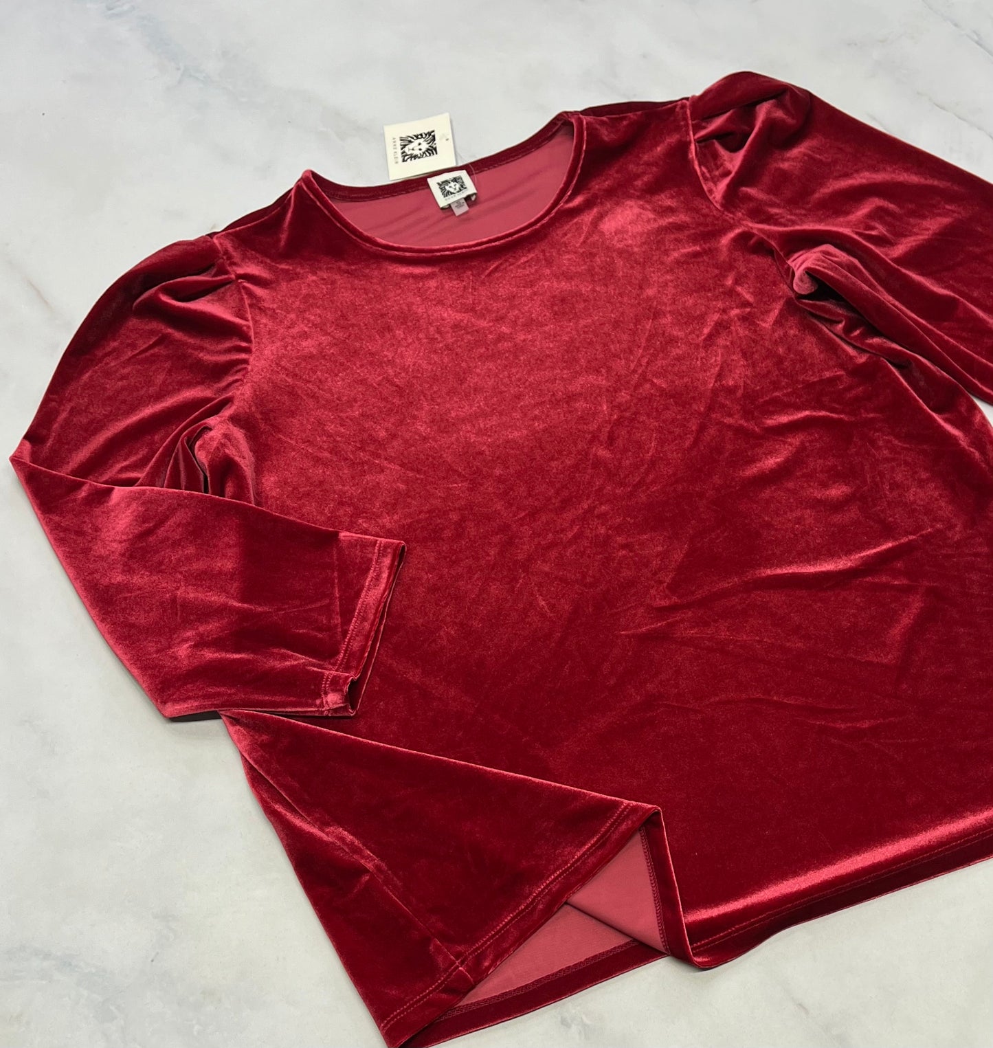 Anne Klein: En velour rouge neuf ! Manche 3/4 XL/ femme coupe confo . Neuf !