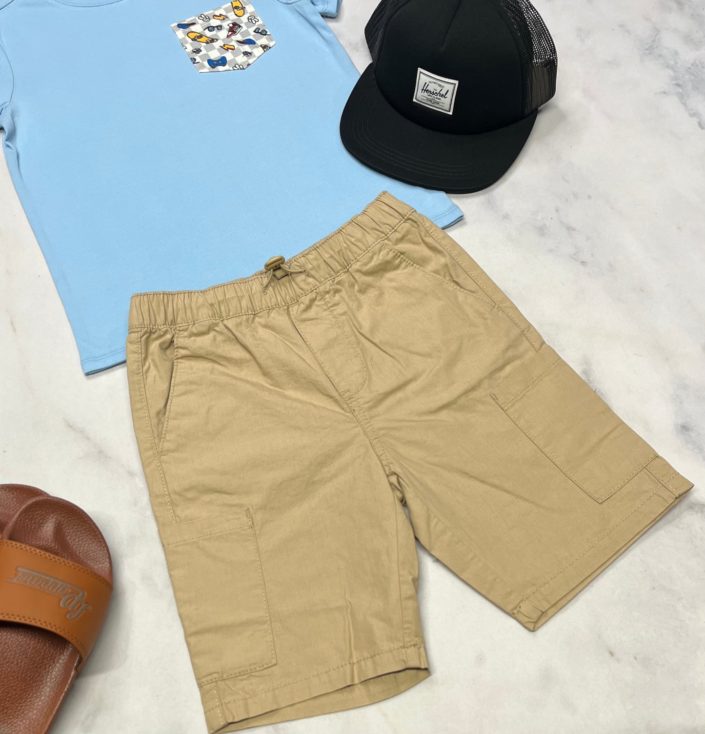 🩵 Bermuda : Cargo taille élastique ajustable fait 6x garçon neuf !!