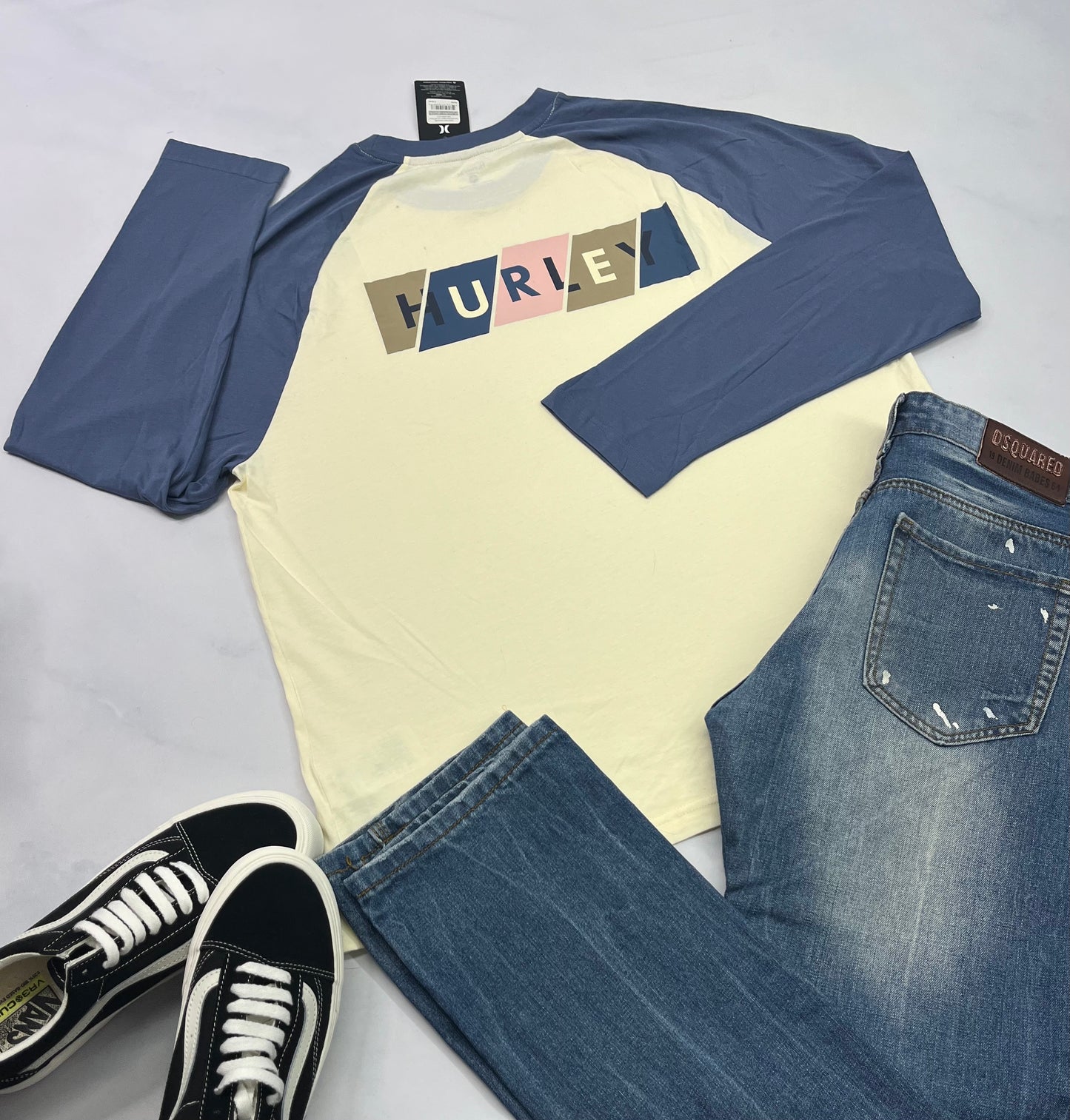 đź’™ HURLEY : manche longue soft beige et bleu XL/ homme neuf !