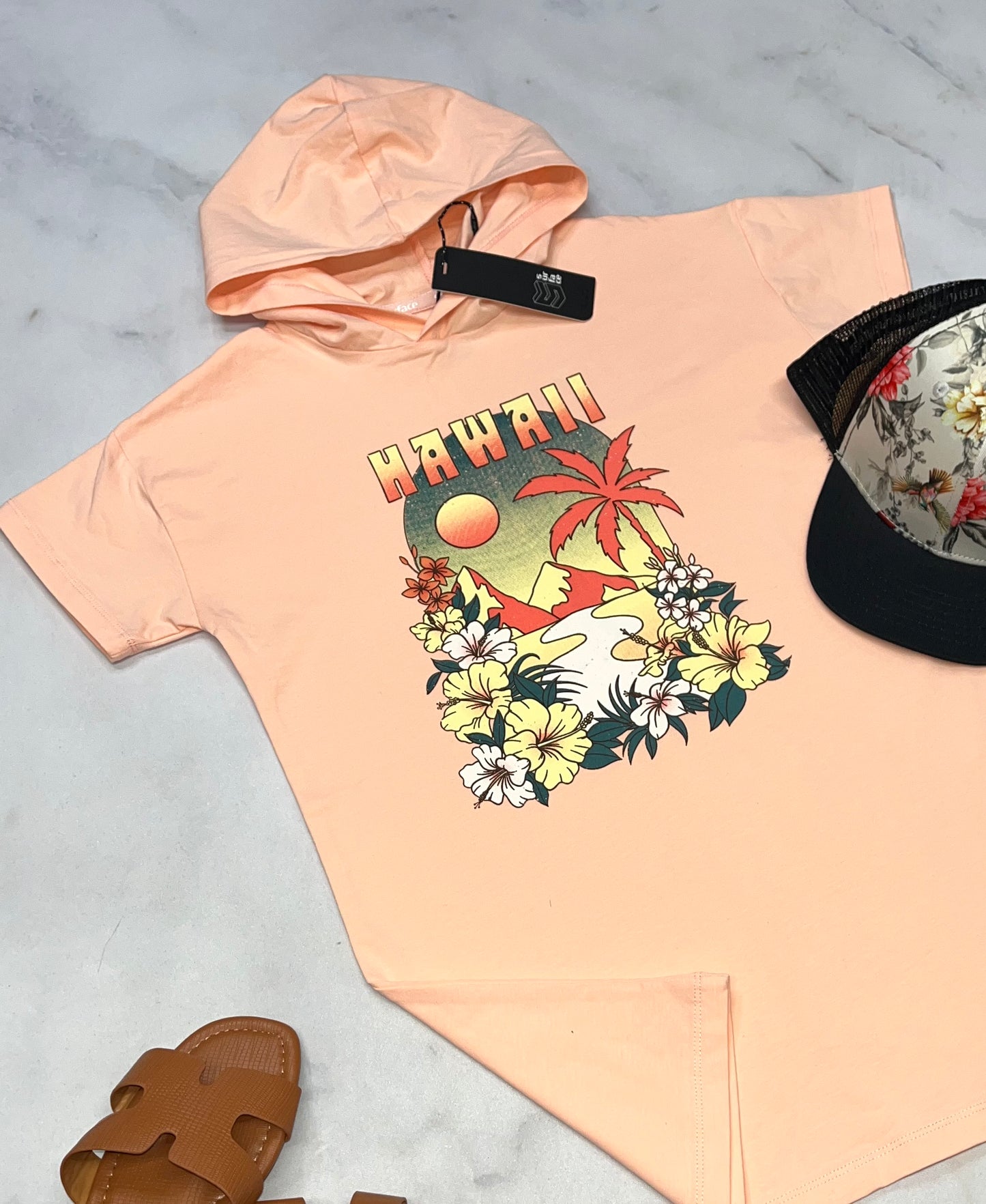 đ Robe : pĂȘche/ corail Surface en beau coton stretch. 5 ans fille look over size neuve.