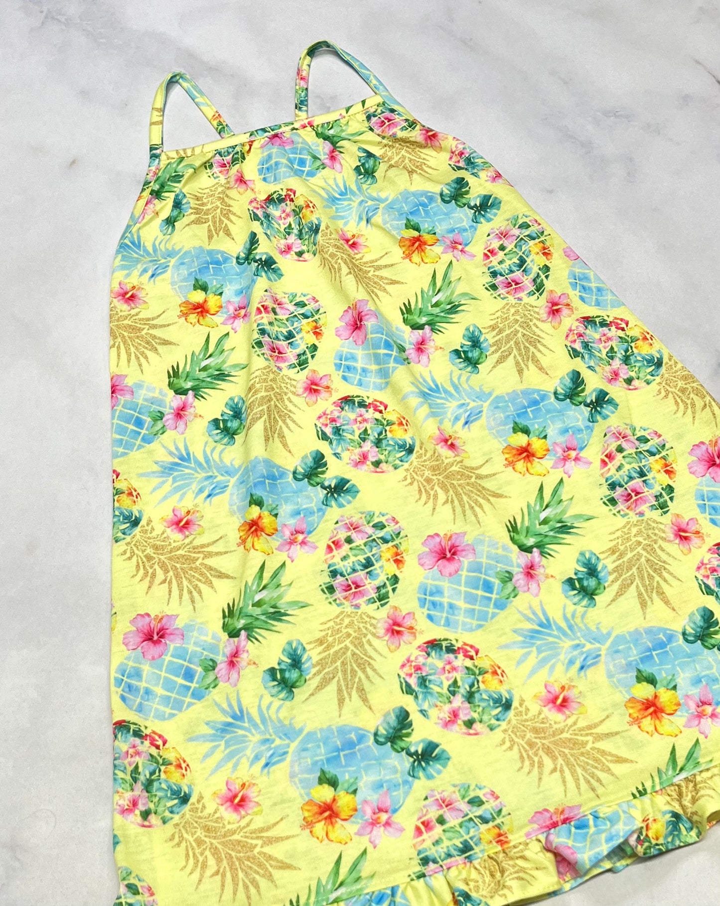 🌙 Robe de nuit : Ananas 7-8 ans fille neuve . ( Peux faire robe soleil aussi ).