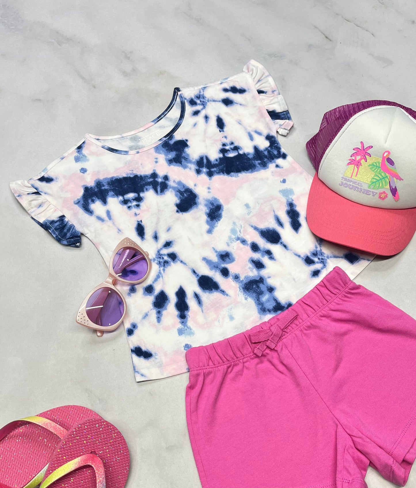 🌸 Manche courte : Look tie dye tendance 4 ans fille confo neuf !