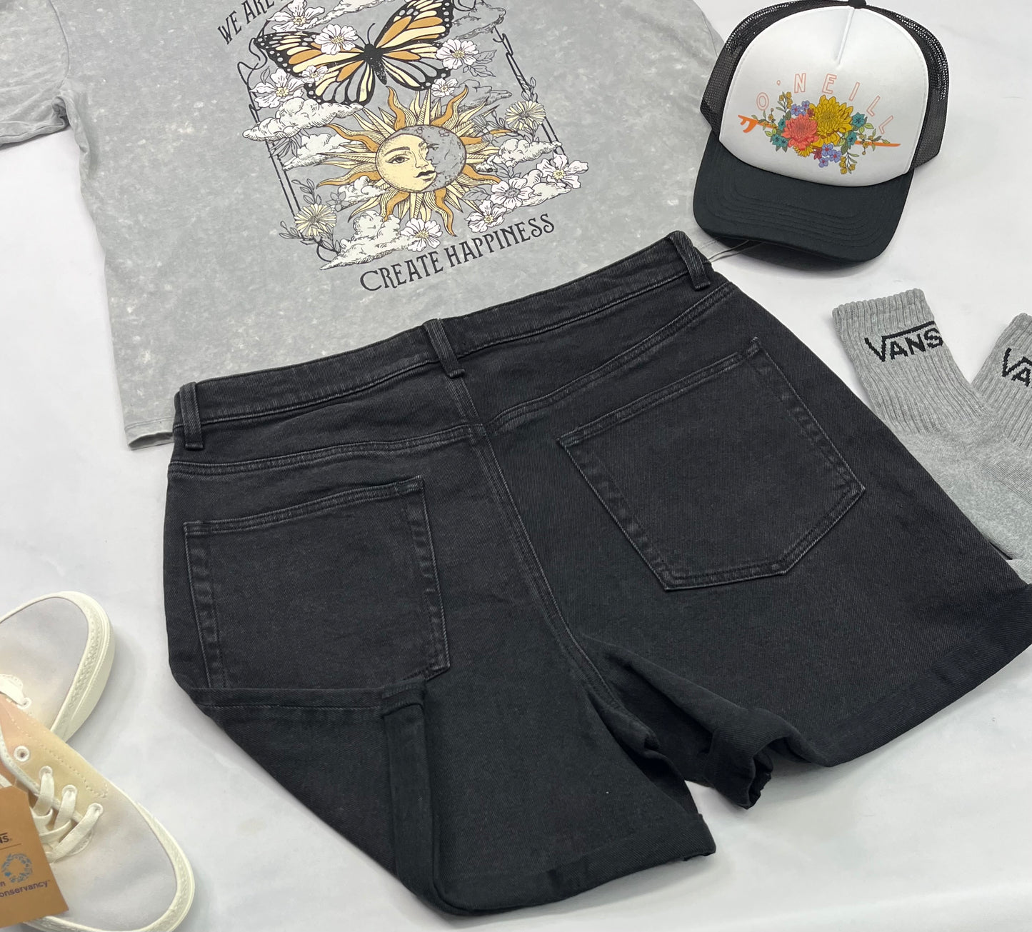 ☀️ Short jeans : Steve Madden L/ femme taille haute neuve ! Stretch coupe confo .( mi cuisses)