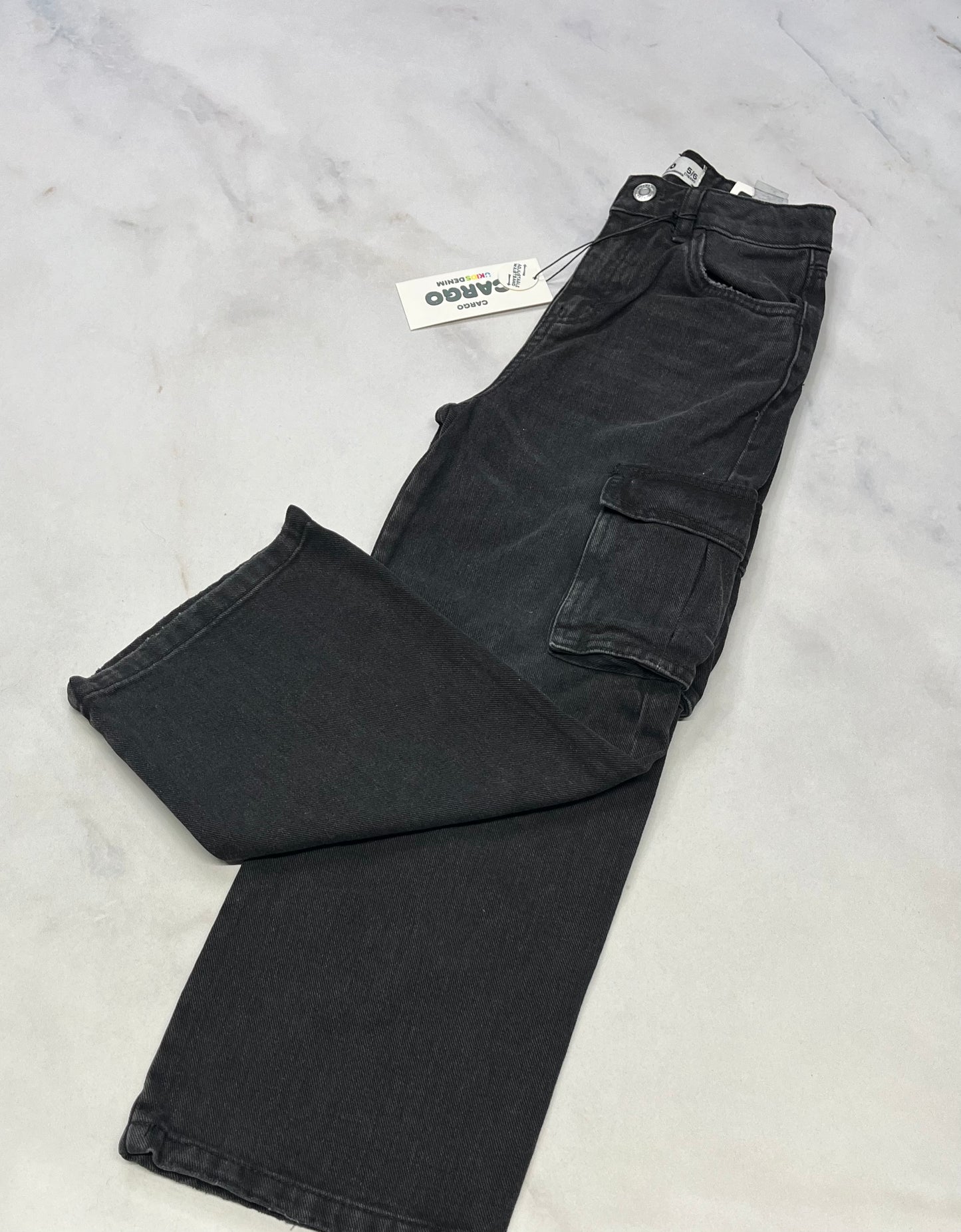 Jeans cargo : fille Jambe large neuf ! Taille haute 6 ans .