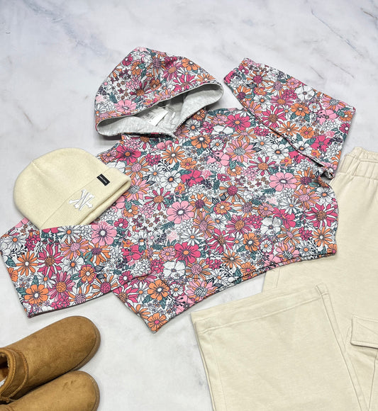 😍 Cagoule : fleurit avec taille élastique neuve . 10 ans fille .