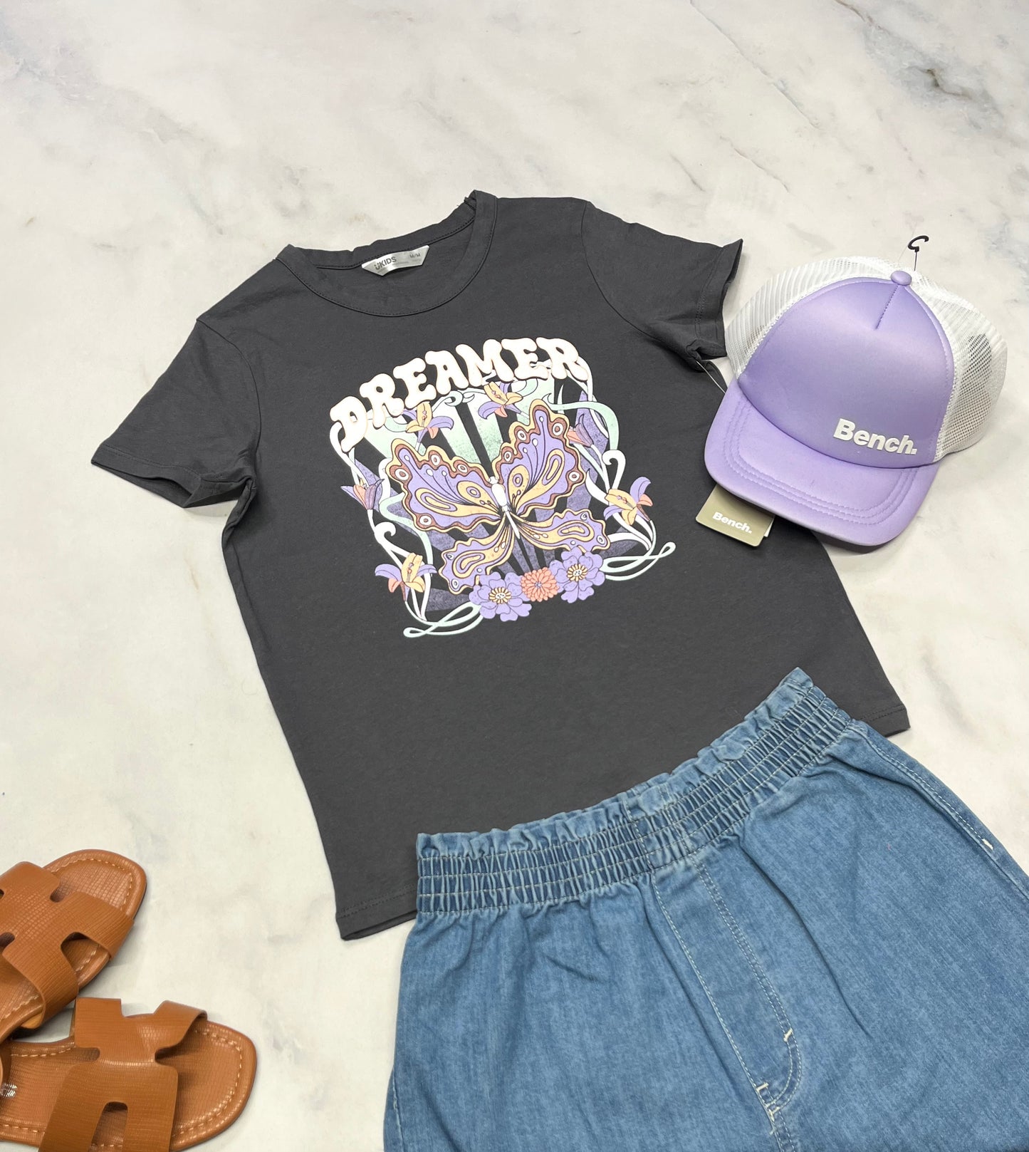 🌴 Manche courte : charcoal papillon + 10 ans fille neuf !