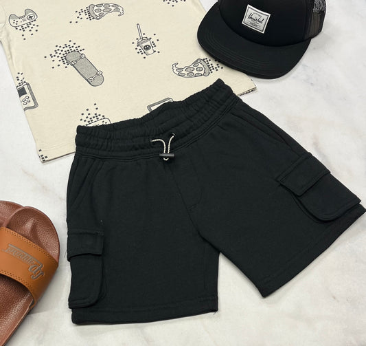 ☀️ Short cargo : noir en ouaté confo . 4 ans garçons neuve !
