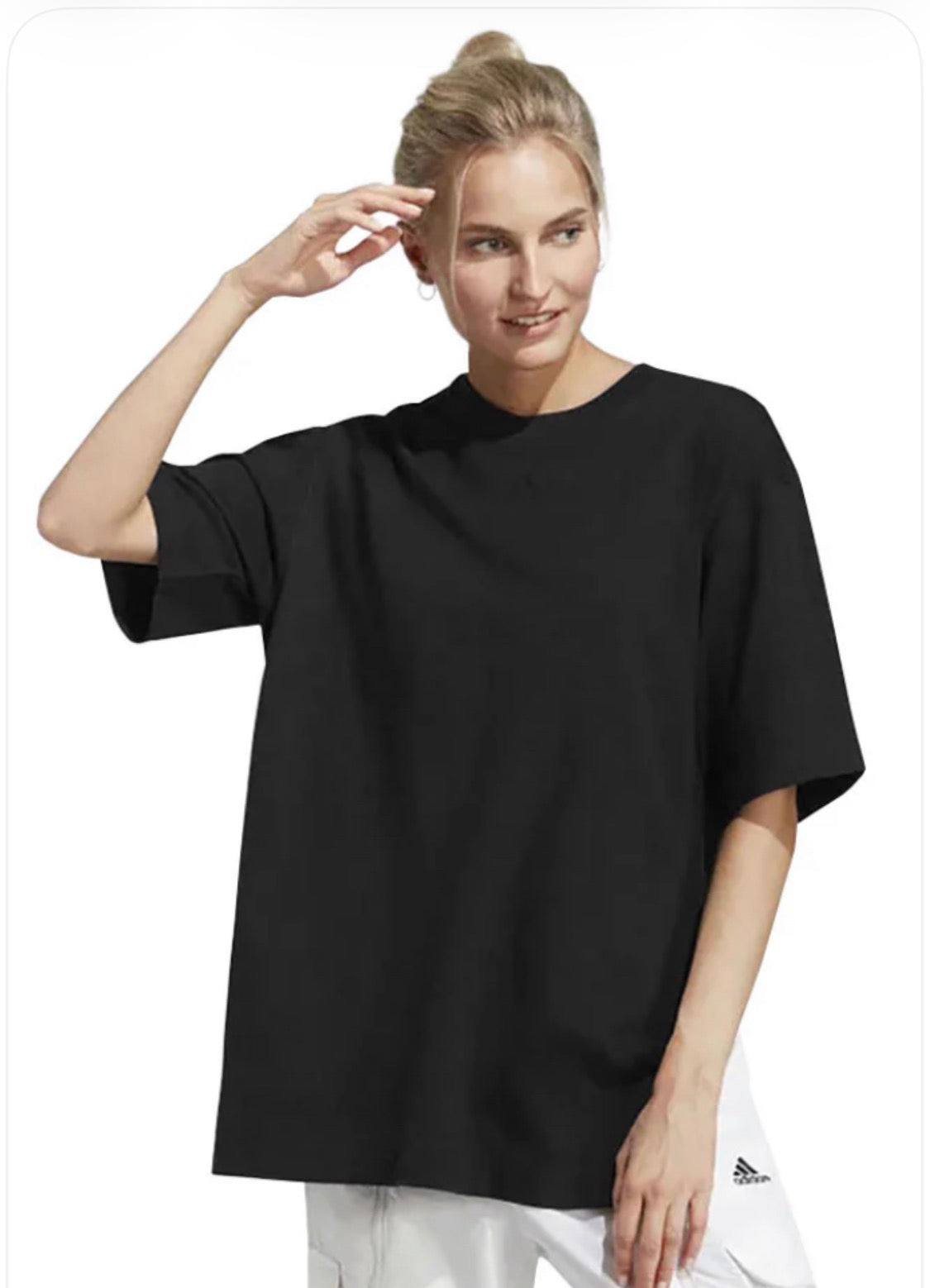 🌴 T-Shirt / tunique : Adidas noir . Fendu de chaques côtés ! XXL/ femme coupe relax  neuf ! Logo brodé au devant .
