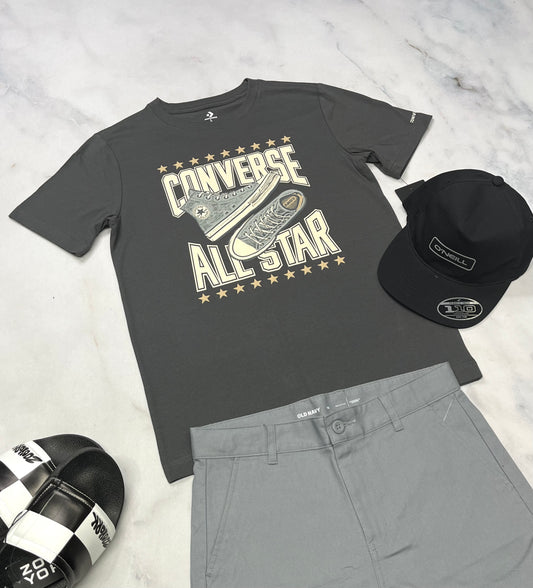 🌿 Converse : t-Shirt charcoal 12-14 ans garçon neuf !