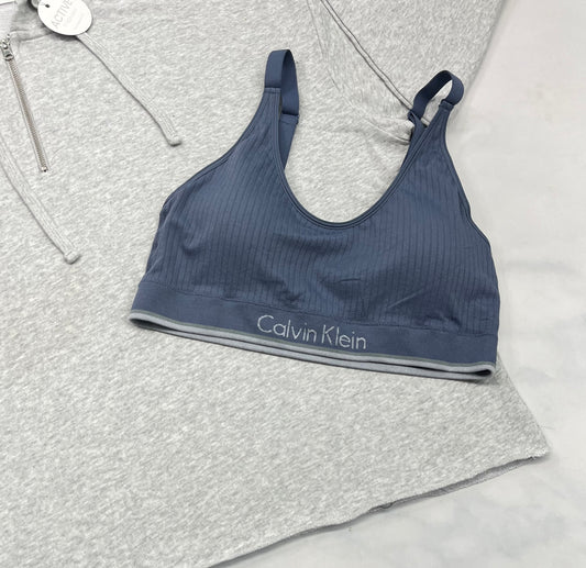 💕 Top tissu sport Calvin Klein neuf ! Bleuté fait Small femme stretch . Pas amovible .