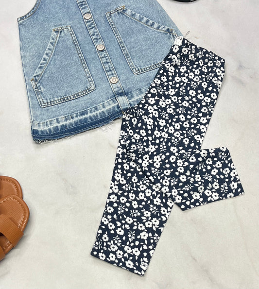 🦋 Legging 3 quart : fleurie 5 ans fille neuf ! En beau tissu soft stretch .
