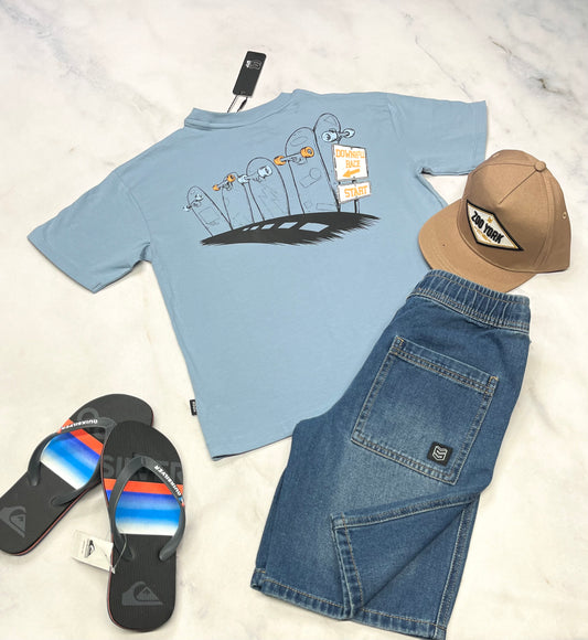 🛹 T-Shirt bleu : Surface en beau coton stretch 8 ans garçon neuf ! Beau logo au dos .