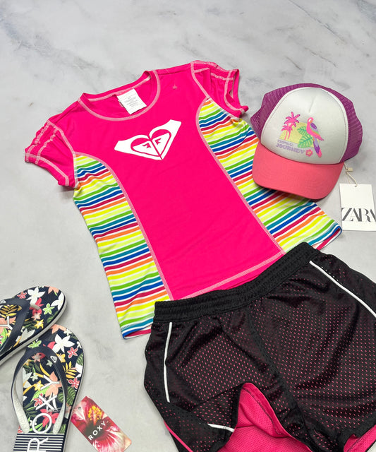 💦 manche courte : Roxy en tissu de maillot 10-12 ans fille comme neuf ! Stretch