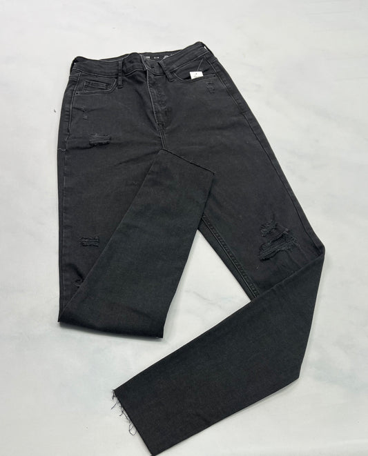 Skinny Jeans : gris noir / stretch taille haute neuve : fait Xs-2-3 ans femme .