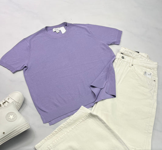 💜 Tricot fin : manche courte texturé L/ femme neuf ! Stretch de partout .