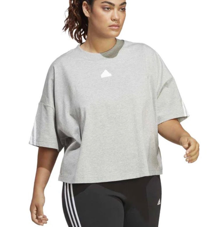 🩷 Manche courte : Adidas gris et blanc ! 1XL( xxl femme ) et 2XL neuf ! Coupe relax. Dos superbe !