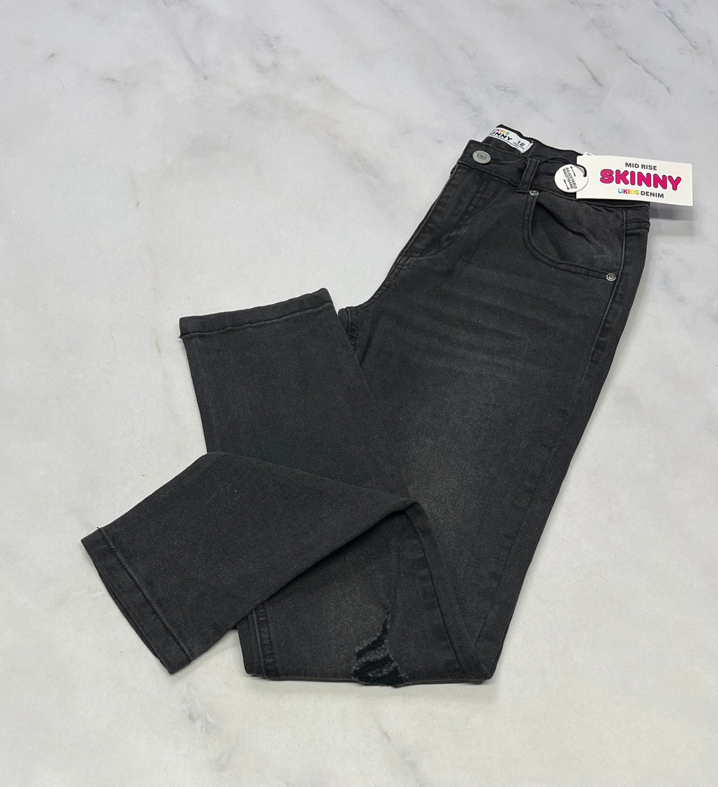 Skinny jeans : Look troué taille haute 12 ans fille neuve !