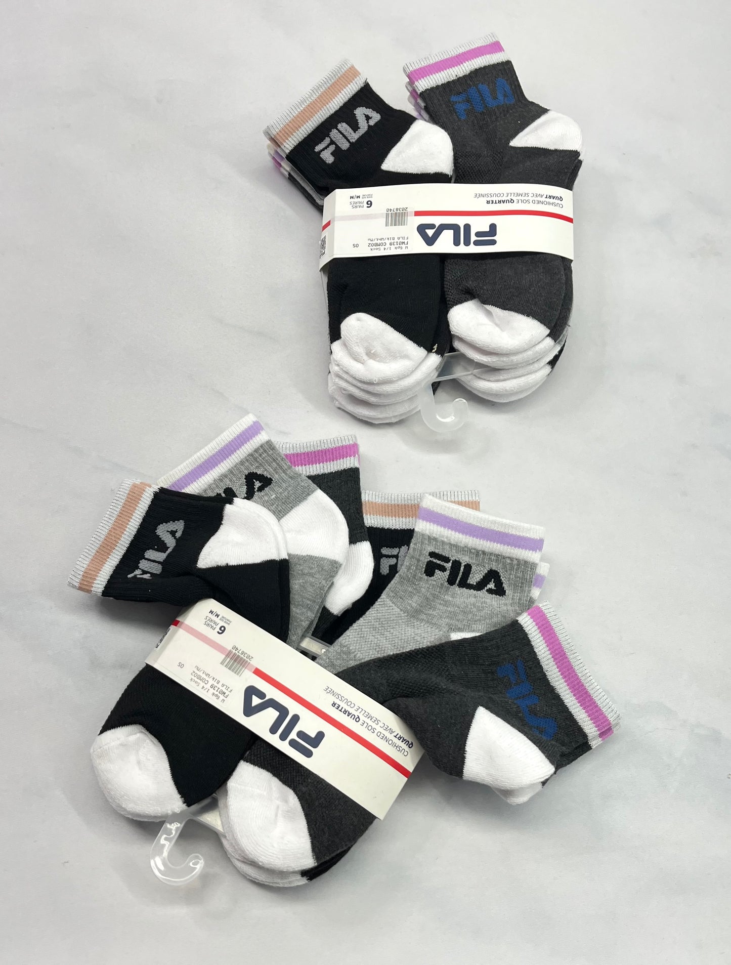 🤩 2x lots de : 6 paires de bas Fila neuf ! Bas coussiné Gr: pointure(6-10) femme . Neuf !