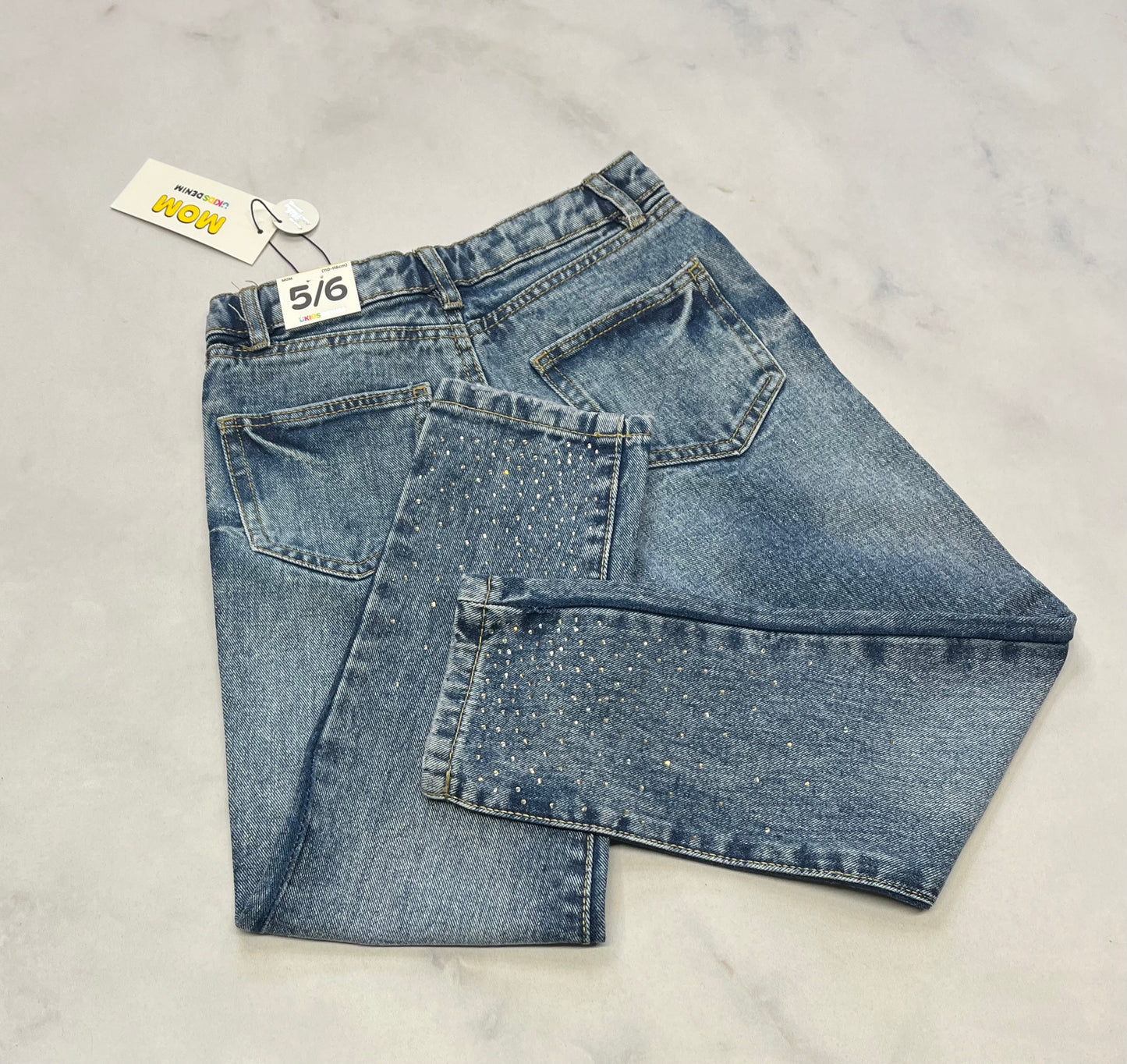 MOM jeans : Brillant 5-6 ans fille . ajustable neuve !