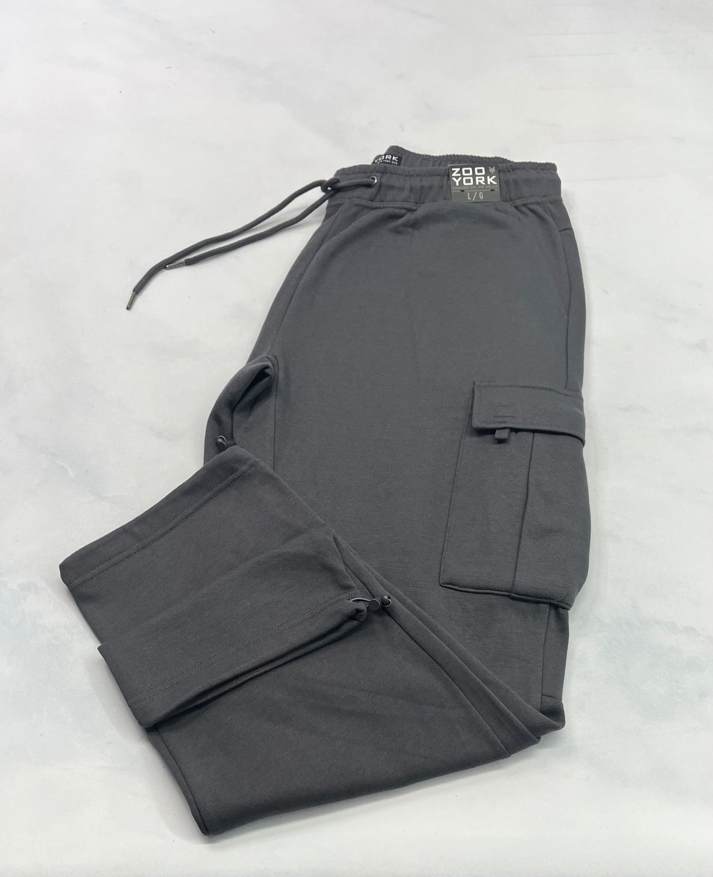 Jogger : cargo charcoal foncé Zoo York L/ homme ajustable au bas coupe relax  . Neuf !