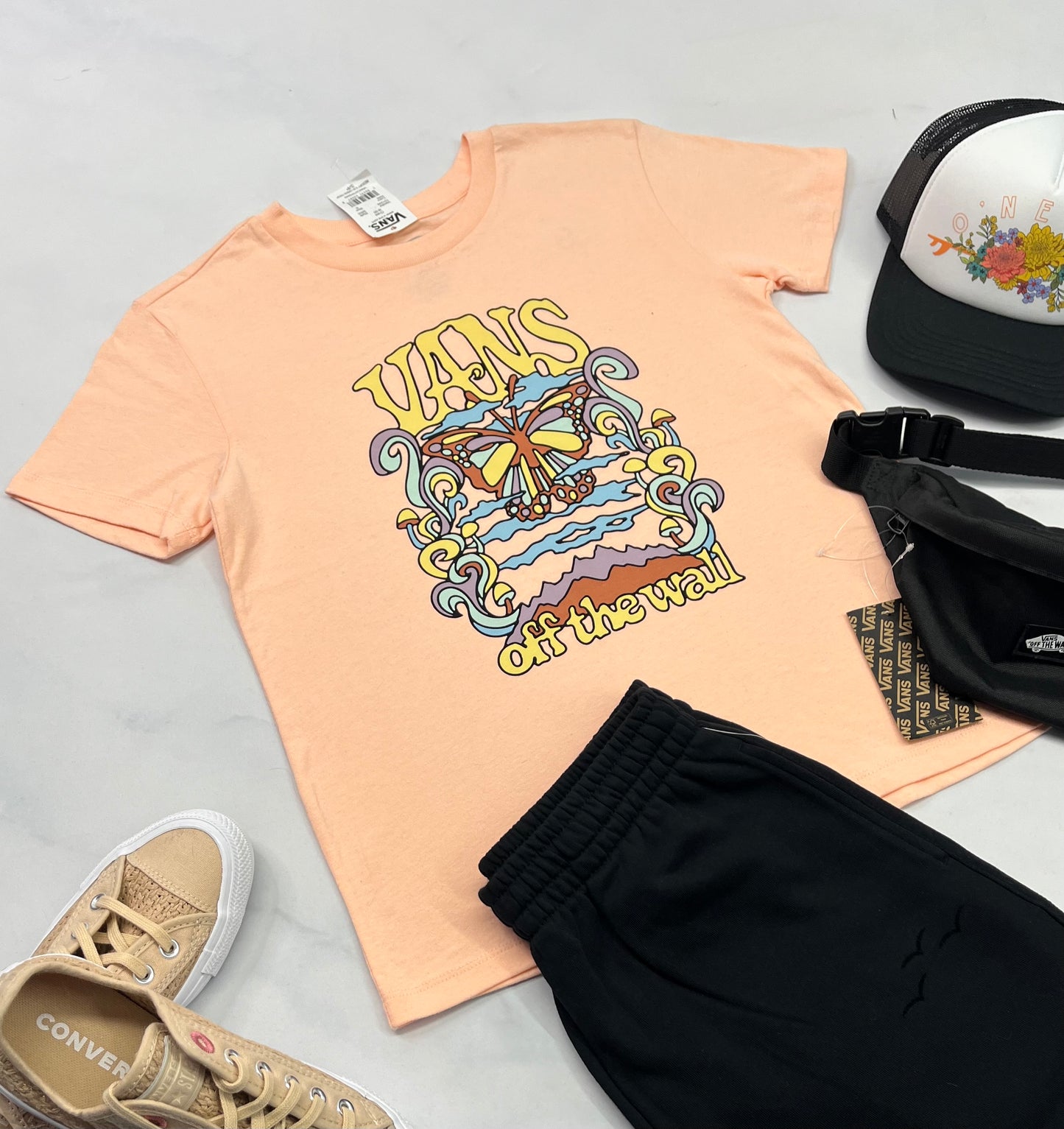 😍 Manche courte : VANS corail S/ femme neuf !