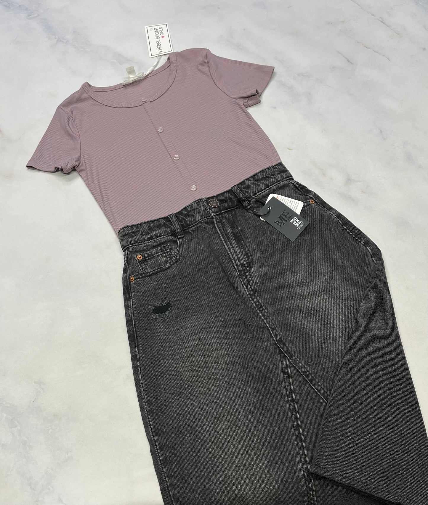 DUO : RIB texturé + Jupe mile end 8 ans .