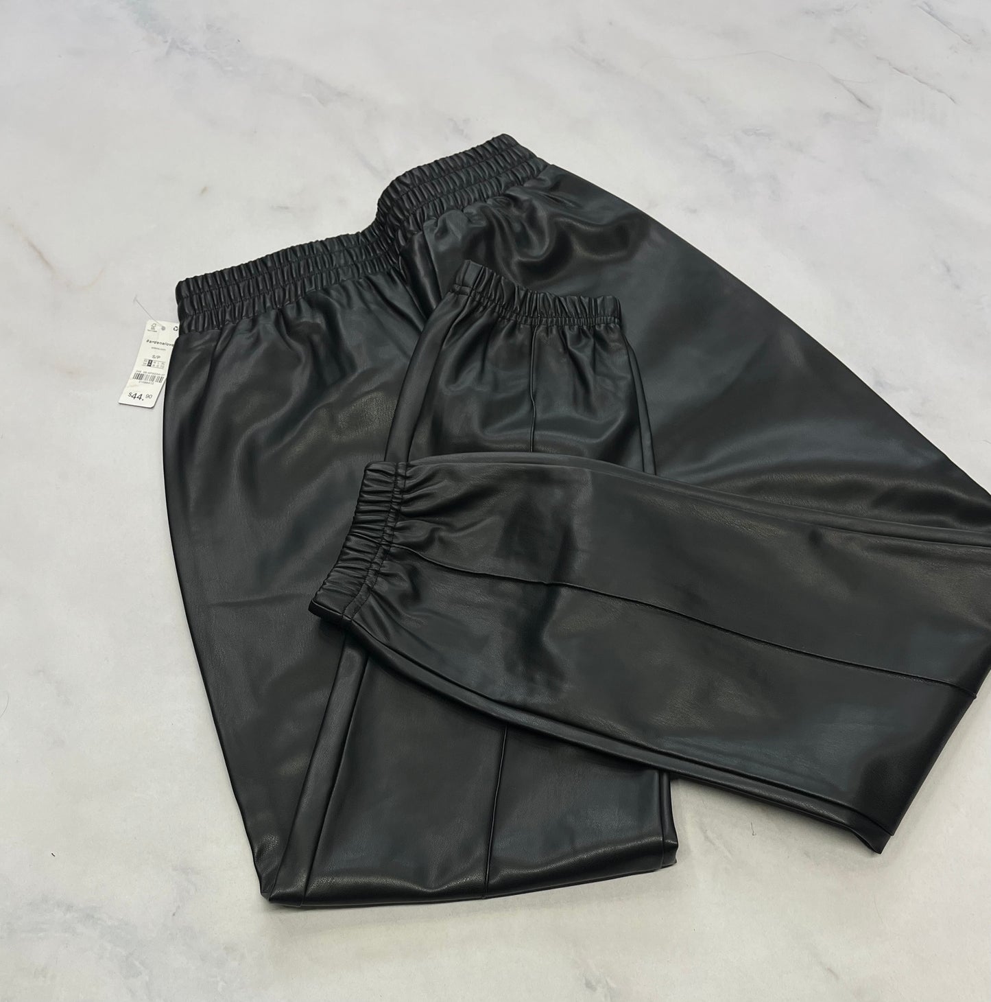 Pantalon effet look cuir : neuf ! Taille haute en micro polar int. Fait XS/ femme coupe confo .