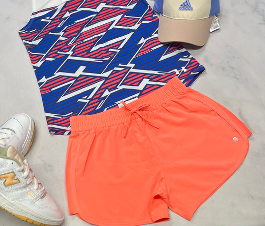 😍 Short : corail en tissu de sport et stretch  dans tout les sens . Tag 16 ans fille neuve .