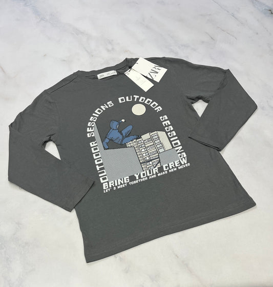 ZARA : Manche longue gris / neuf ! + 8 ans