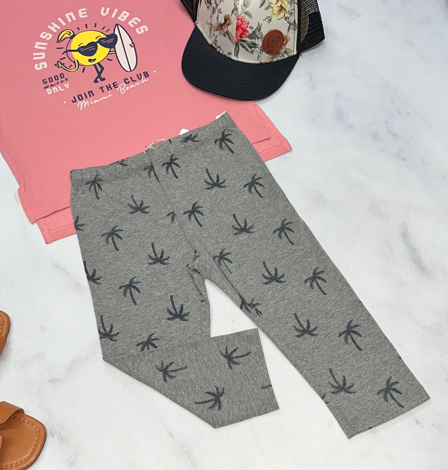 ☀️legging 3 quart : Palmier 5 ans fille neuf !