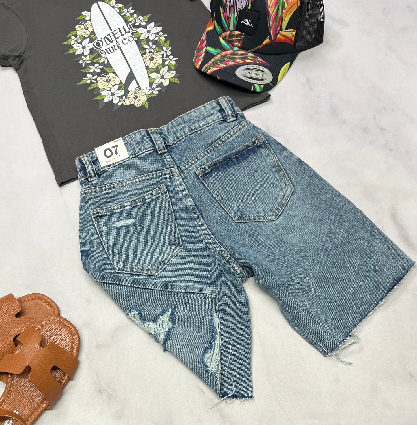 🌴 JORT bermuda : jeans 7 ans fille ajustable coupe tendance . Neuve !