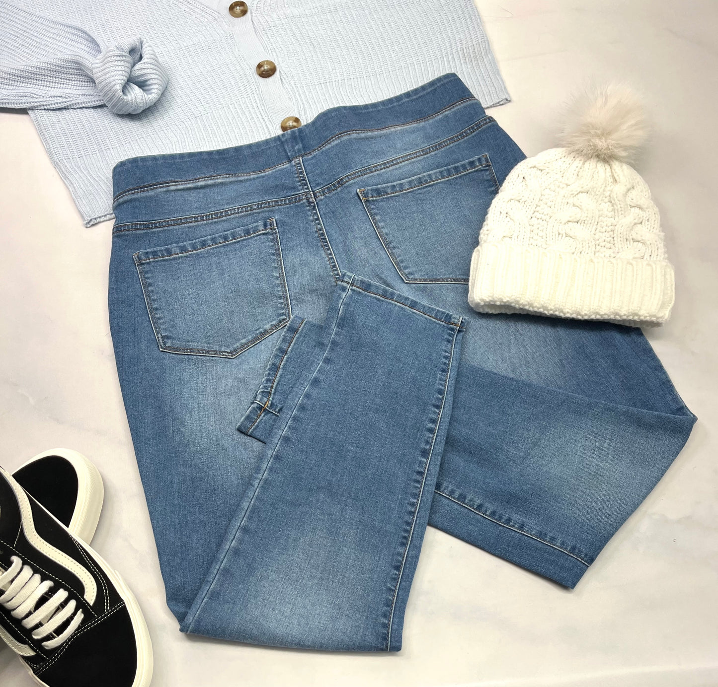 ❄️ Skinny legging : jeans mou XL/ femme comme neuf à part une mini ombrage ultra flou sur un genou.