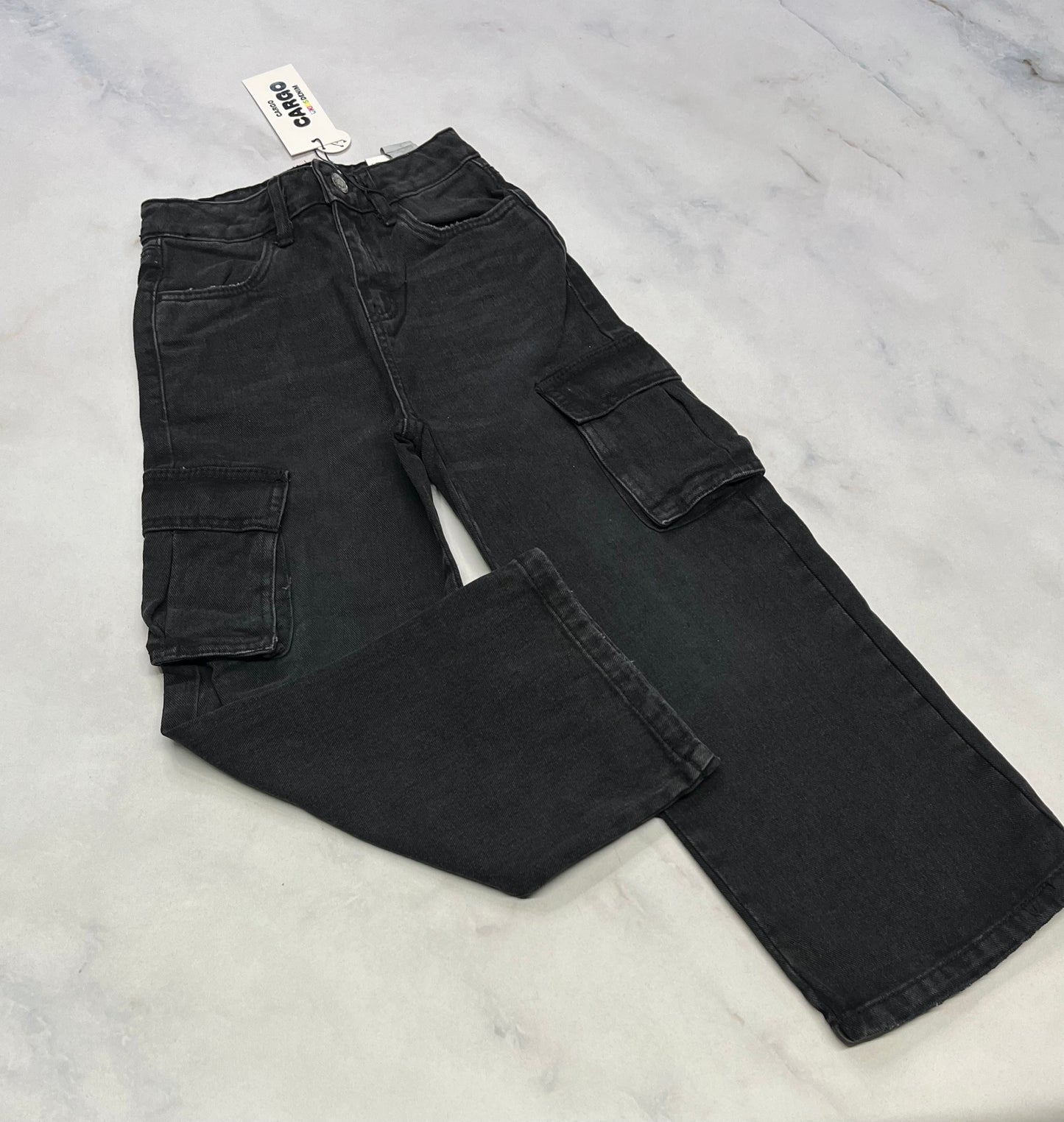 Jeans cargo : fille Jambe large neuf ! Taille haute 6 ans .