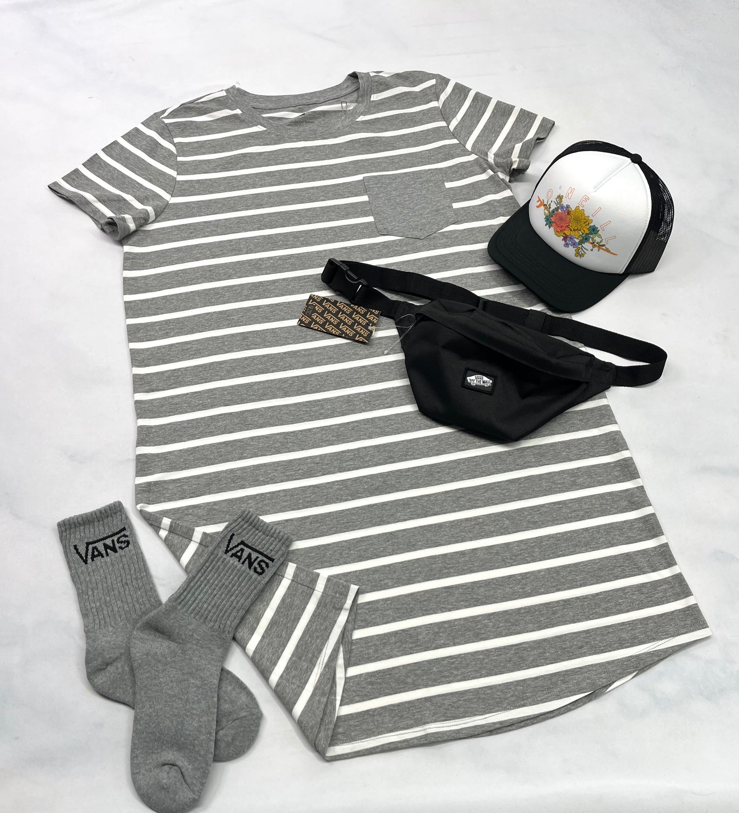 ☀️ Robe : Rayé grise et blanche  en beau coton de qualité L/ femme neuve !