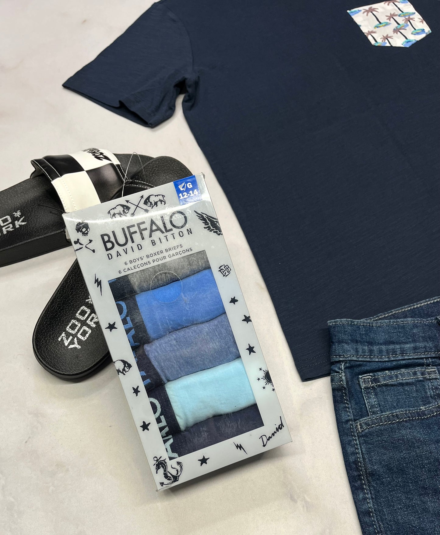 💙 1 lot de : 6x boxers Buffalo en coton souple 12-14 ans garçon neuf !