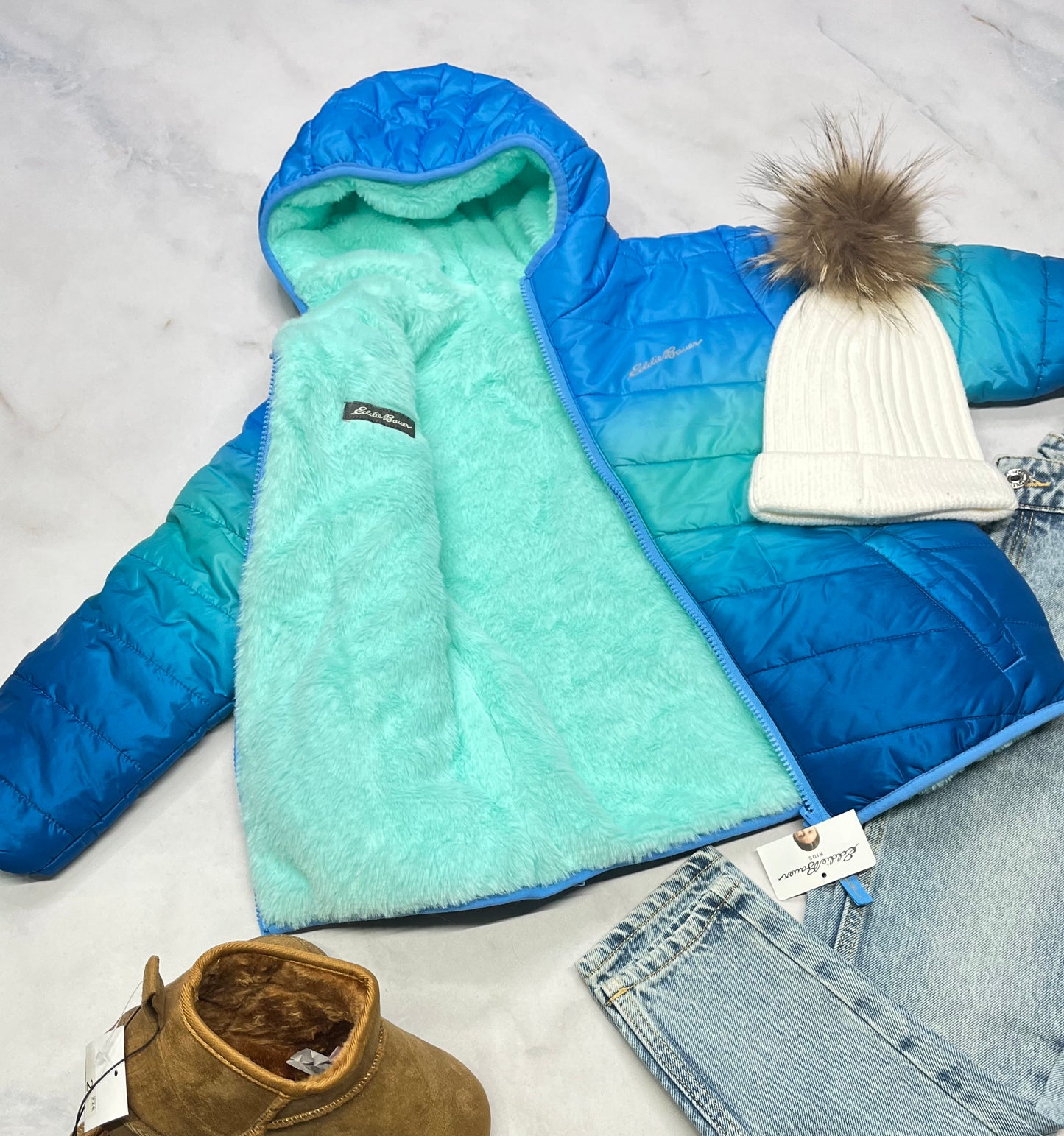 🦋 Manteau : Mi-saison RÉVERSIBLE . 6 ans fille neuf !