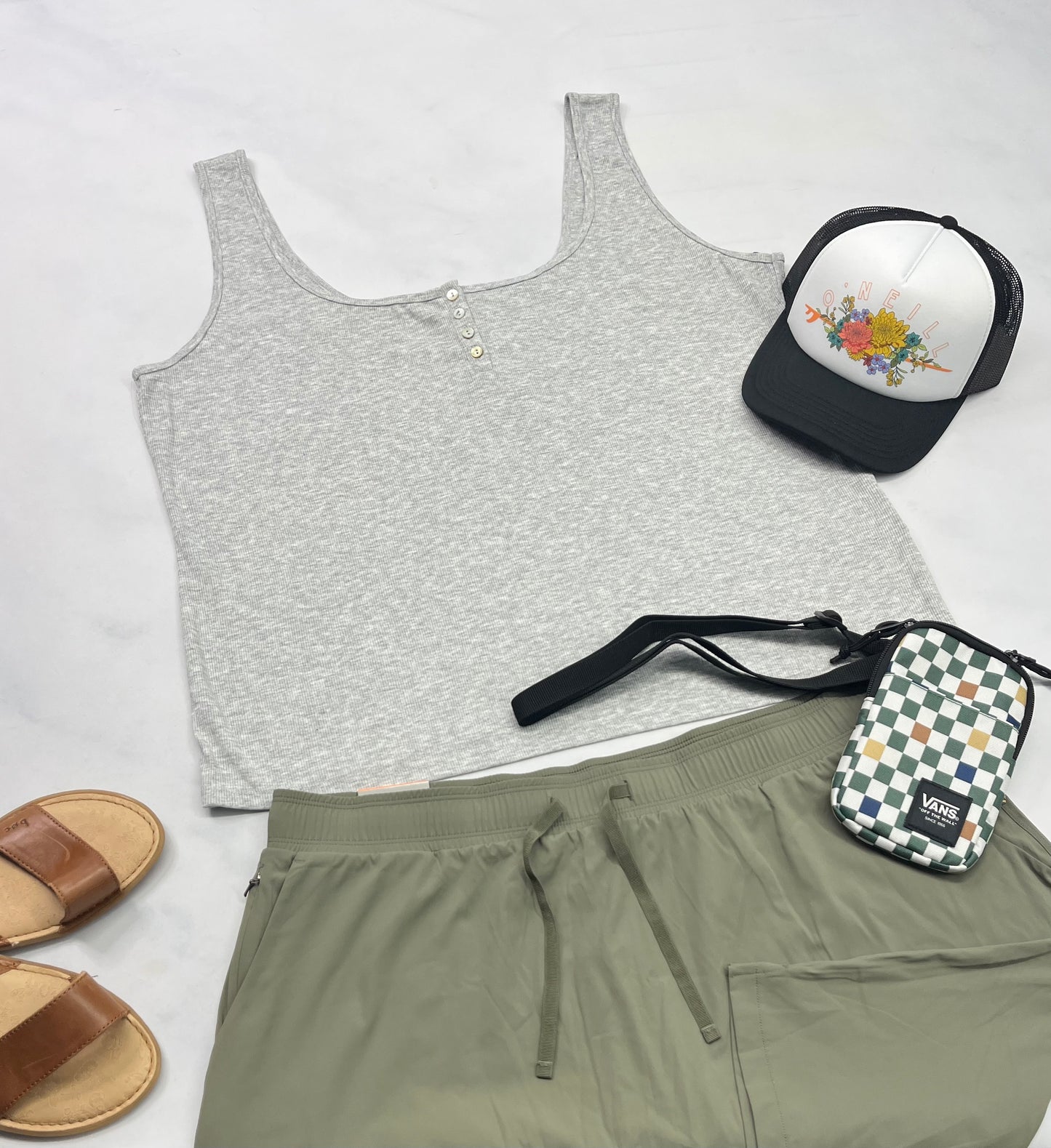 🌴 Camisole: grise tissu rib/ texturé XXL/ femme look mi hanche stretch +++ neuve !