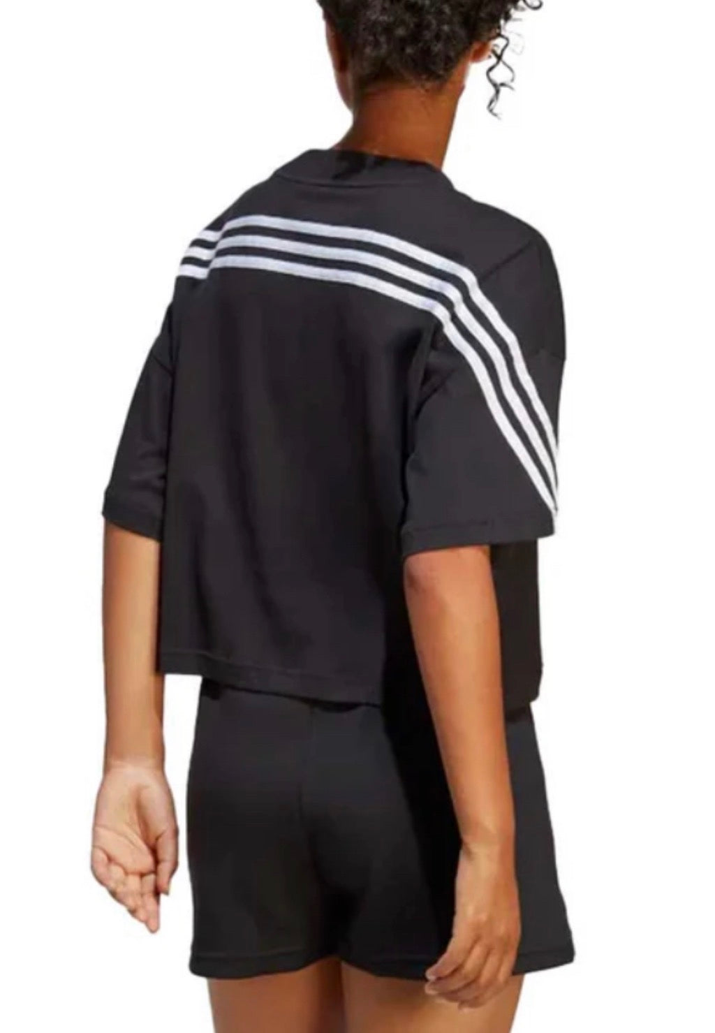 😍 Manche courte : Adidas noir et blanc XL femme coupe relax tendance neuf ! Mi hanche . Dos superbe !