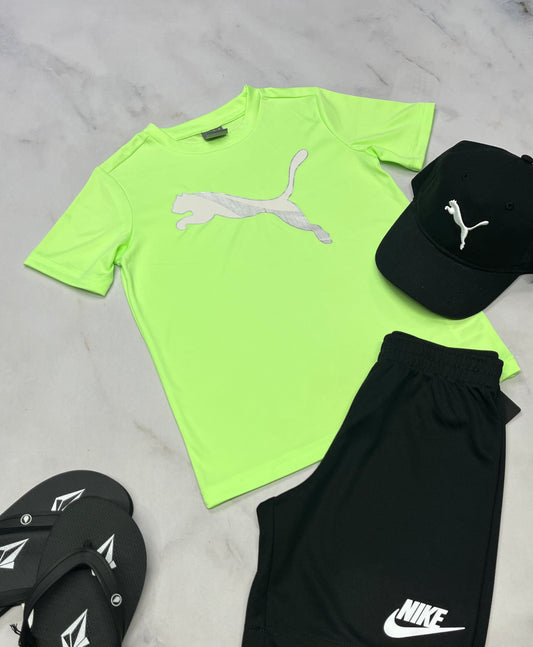 🤩 T-Shirt : Puma lime néon en tissu de sport stretch 6 ans garçon neuf !
