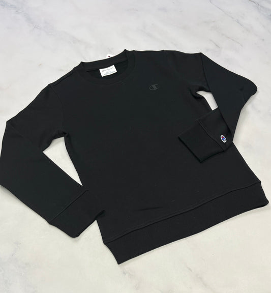 Champion : Ouaté noir logo brodé ton sur ton + 9-10 ans.
